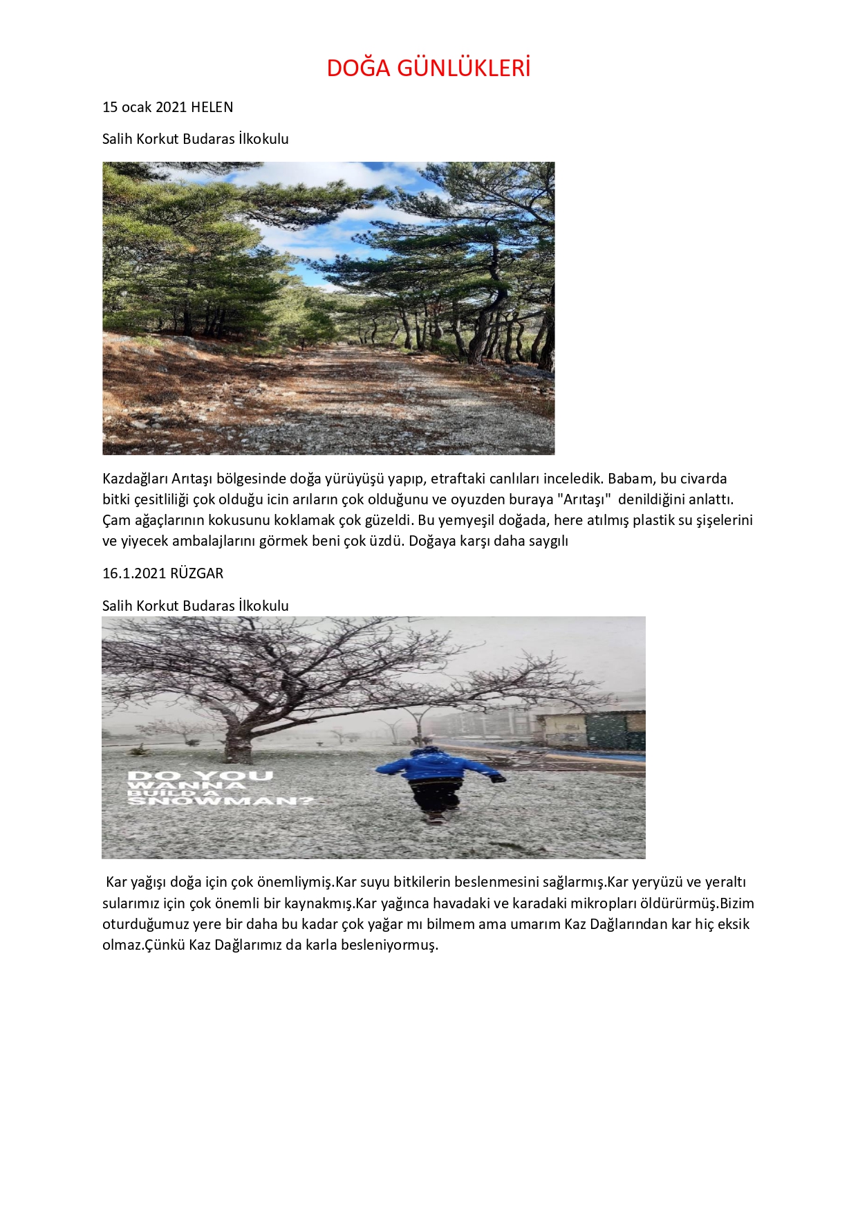 DOĞA GÜNLÜKLERİ by Sevinç KARADAĞ - Fatma ÜZALP - Ourboox.com