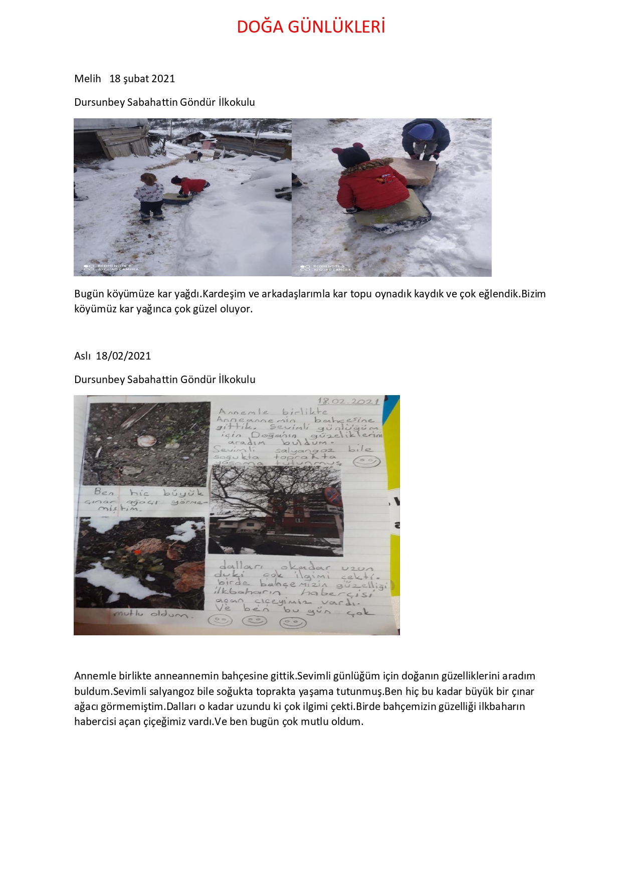 DOĞA GÜNLÜKLERİ by Sevinç KARADAĞ - Fatma ÜZALP - Ourboox.com