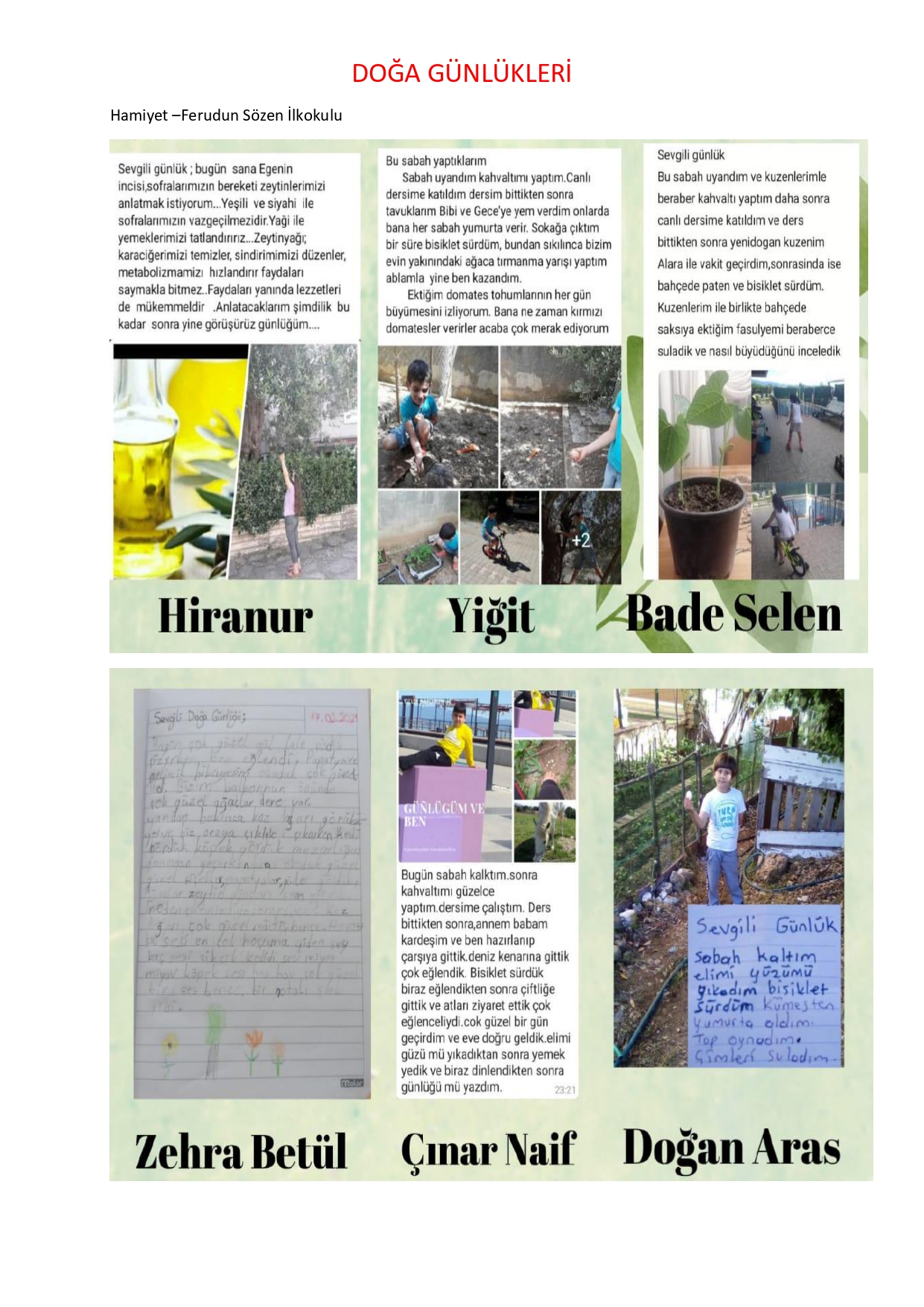 DOĞA GÜNLÜKLERİ by Sevinç KARADAĞ - Fatma ÜZALP - Ourboox.com