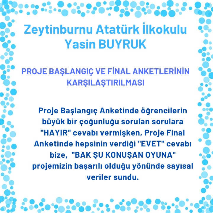 BAK ŞU KONUŞAN OYUNA BAŞLANGIÇ-FİNAL ANKET KARŞILAŞTIRMASI ÖĞRETMEN ANALİZLERİ by Semahat Budak - Ourboox.com