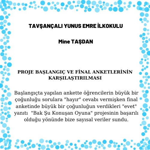 BAK ŞU KONUŞAN OYUNA BAŞLANGIÇ-FİNAL ANKET KARŞILAŞTIRMASI ÖĞRETMEN ANALİZLERİ by Semahat Budak - Ourboox.com