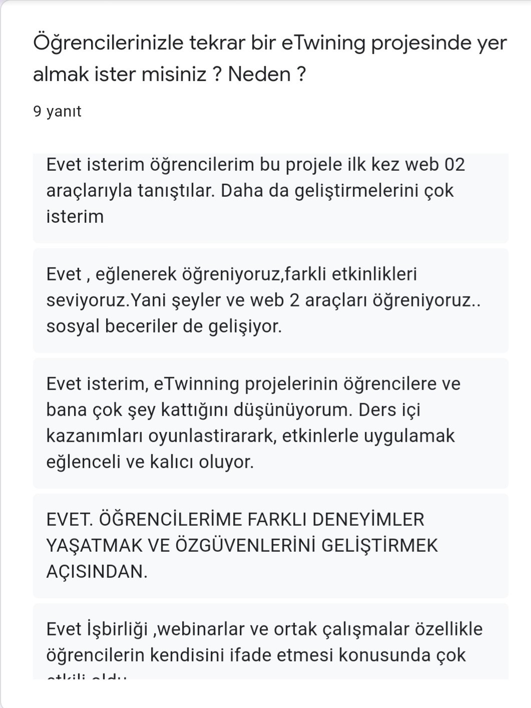 PROJE SONU ÖĞRETMEN ANKETİ by didem bigay - Ourboox.com