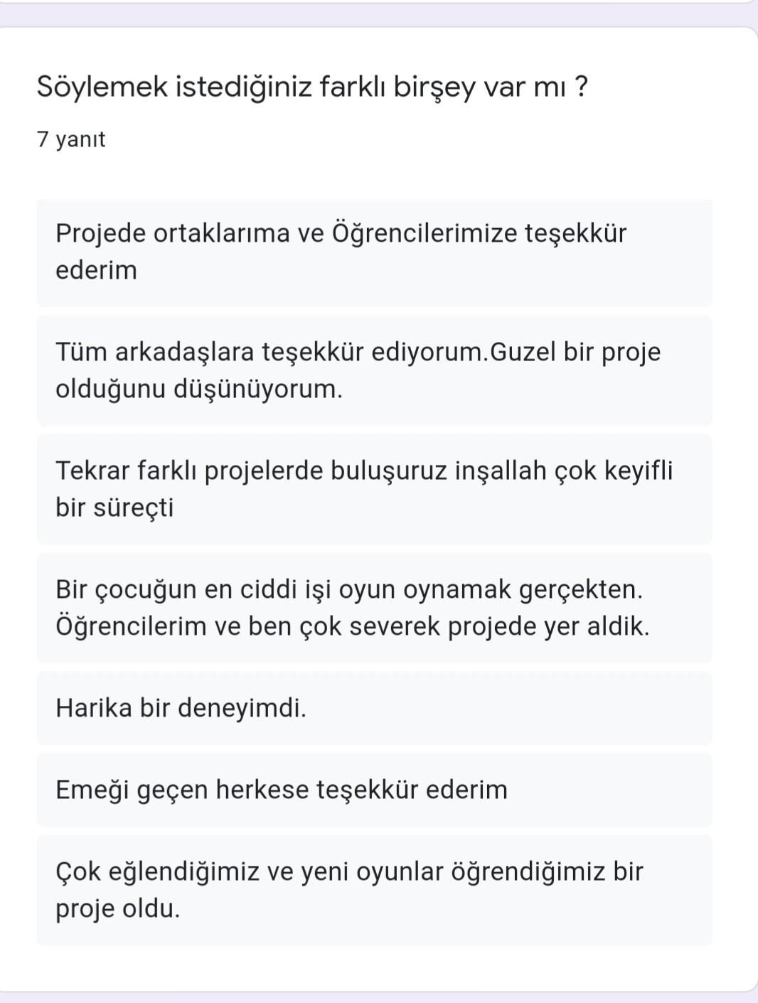 PROJE SONU ÖĞRETMEN ANKETİ by didem bigay - Ourboox.com