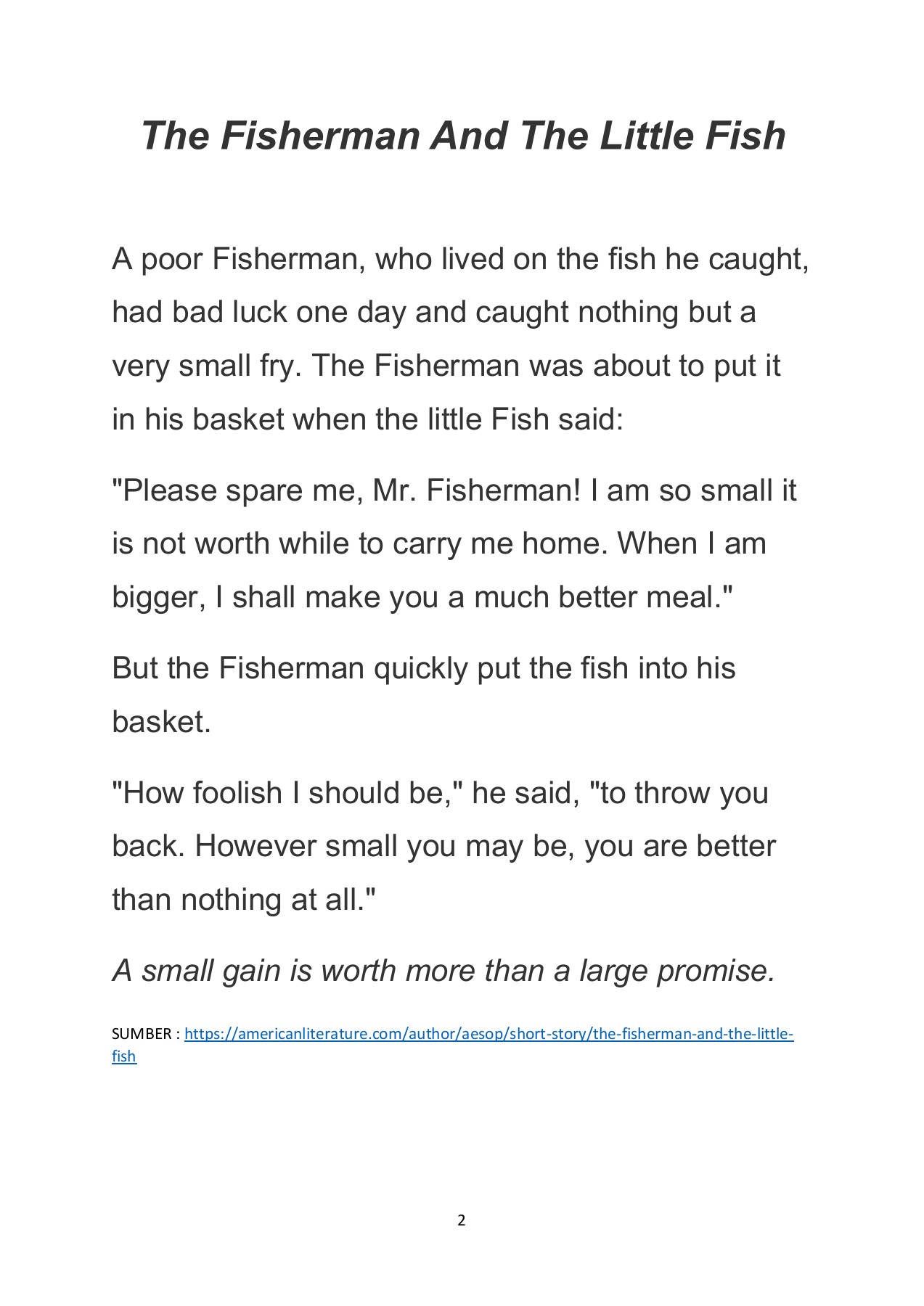 the fisherman and the little fish by Taleen Muhammad Ali subhi - Ourboox.com