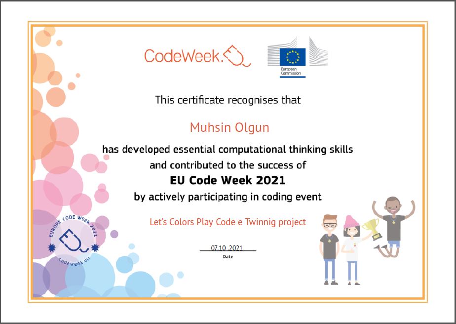 Let’s Color Play Code e Twinning Project – Code Week Certificates on Symmetry Studies by sukran  - Illustrated by Şükran Yenigelen - Ourboox.com