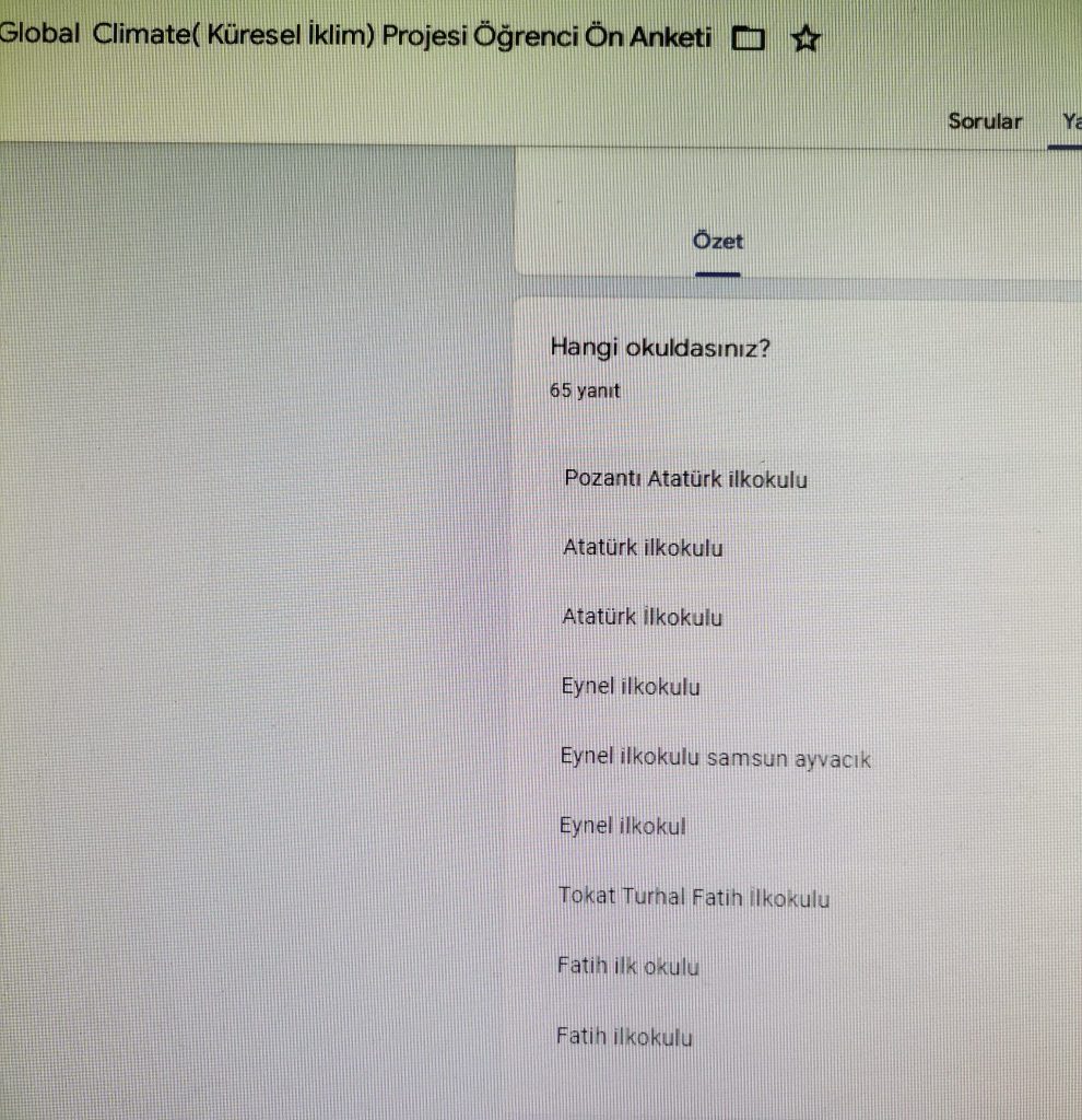 GLOBAL CLIMATE (İKLİM DEĞİŞİKLİĞİ) PROJESİ ÖĞRENCİ ÖN ANKETİ ANALİZİ by Leyla Karatosun - Ourboox.com