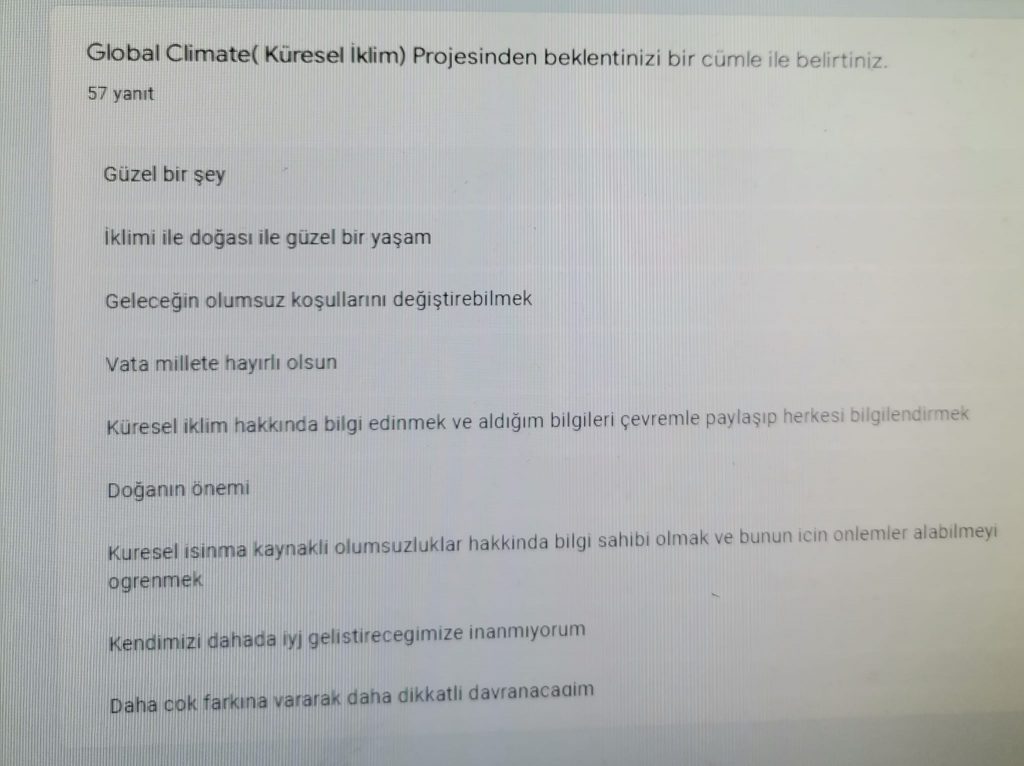 GLOBAL CLIMATE (İKLİM DEĞİŞİKLİĞİ) PROJESİ ÖĞRENCİ ÖN ANKETİ ANALİZİ by Leyla Karatosun - Ourboox.com