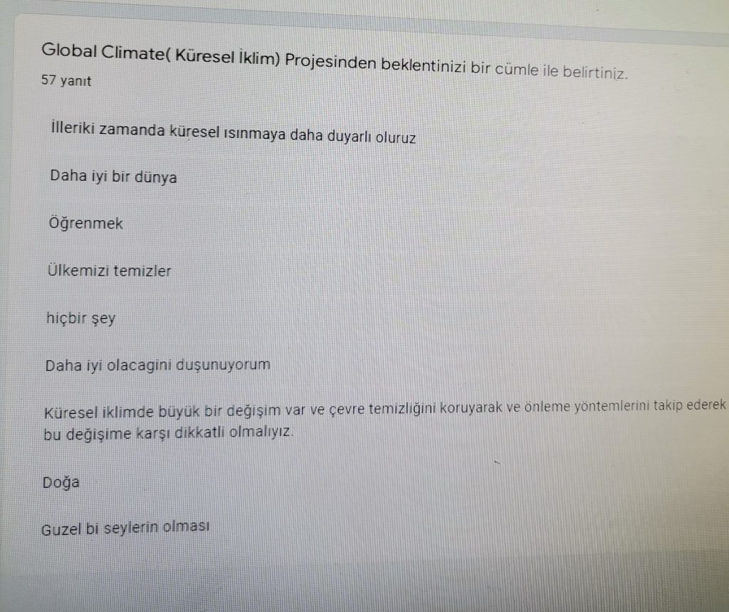 GLOBAL CLIMATE (İKLİM DEĞİŞİKLİĞİ) PROJESİ ÖĞRENCİ ÖN ANKETİ ANALİZİ by Leyla Karatosun - Ourboox.com