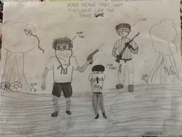 I bambini giocano alla guerra by Ersilia Crugliano - Illustrated by Classe: 3 sez. D  - Ourboox.com