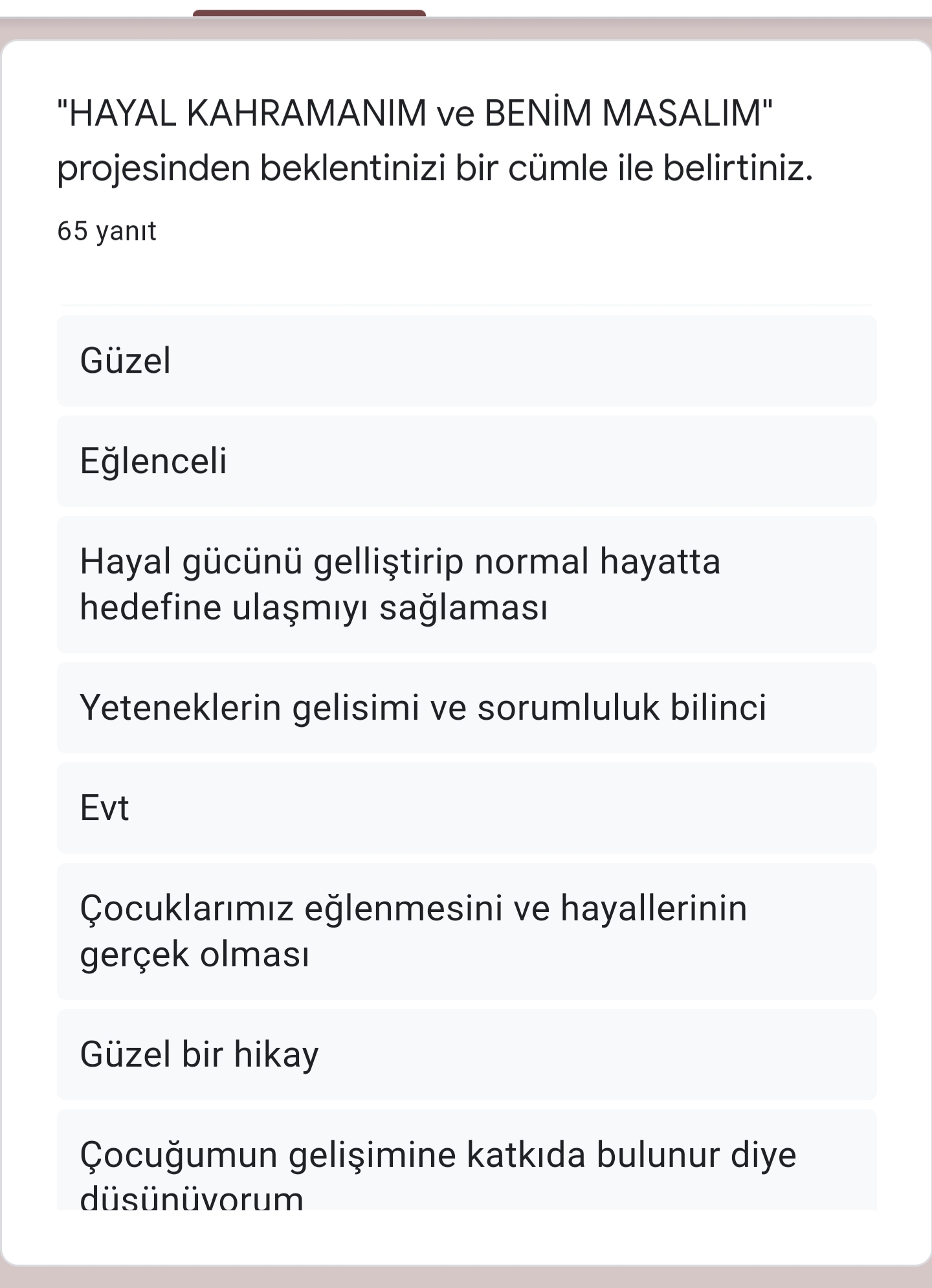 Hayal Kahramanım ve Benim Masalım eTwinning Projesi Veli Ön Anketi Analiz Çalışması by Sezen - Ourboox.com