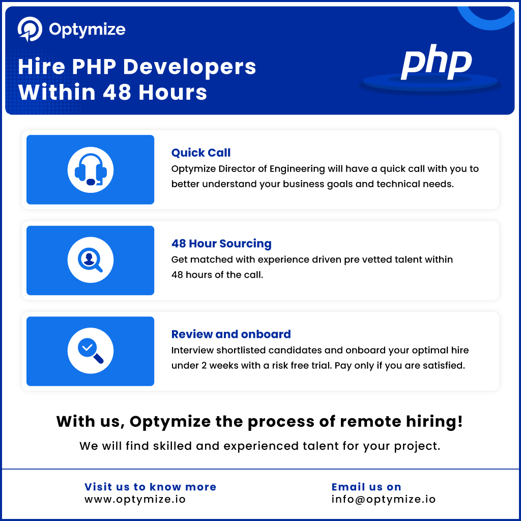Hire PHP Developers from Most Trusted Software Development Company | Optymize by Optymize  - Ourboox.com