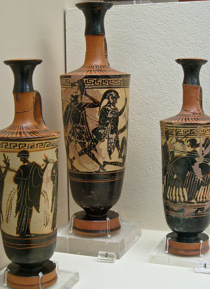 Майстерня Белдама. Лекіфи, чорнофігурний вазопис, Археологічний музей Керамікосу, Греція