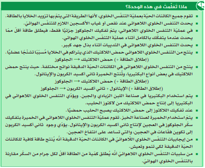 من خلال دراستك ل (ماذا تعلمت) وحدة التنفس - اجيبي عن الأسئلة الاتية: