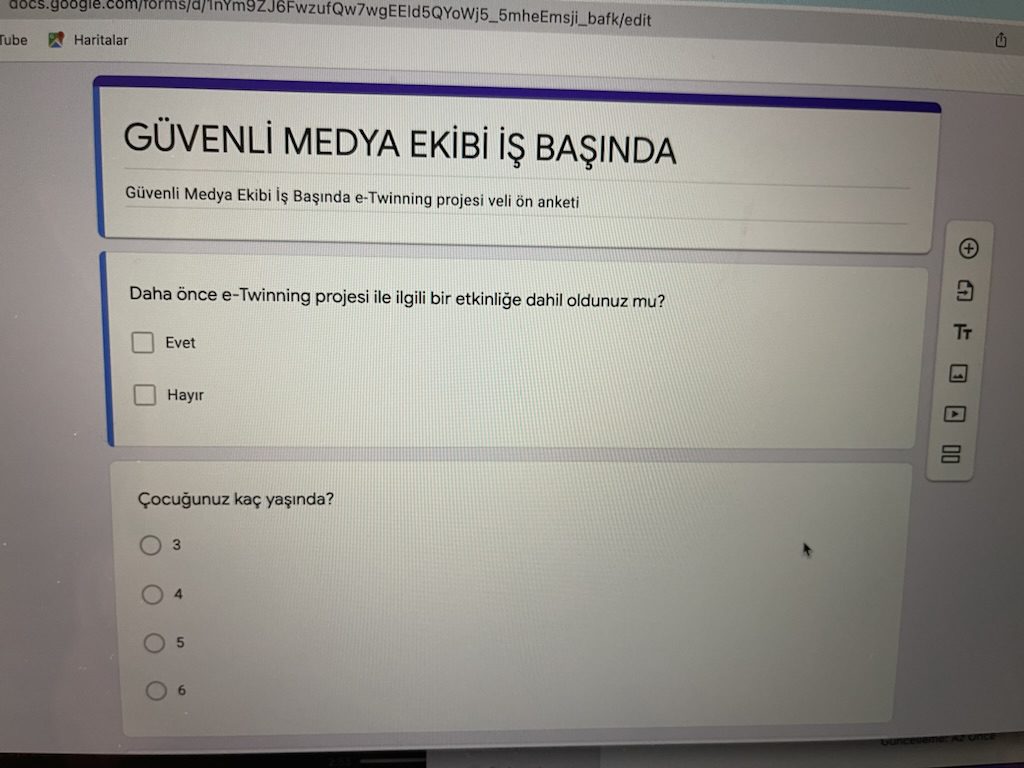 Güvenli Medya Ekibi İş Başında projesi kapsamında veli ön anketimiz