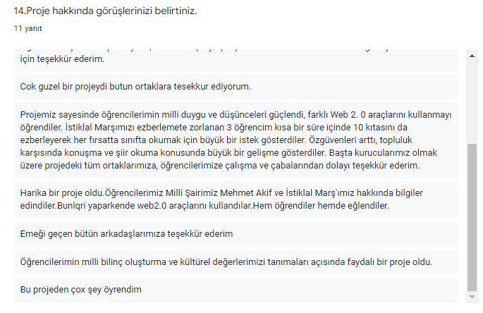 MİLLİ ŞAİLLİ ŞAİRİMİZ MEHMET AKİF VE İSTİKLAL MARŞIMIZ PROJESİ ÖĞRETMEN SON TEST SONUÇLARI by ZELİHA - Ourboox.com