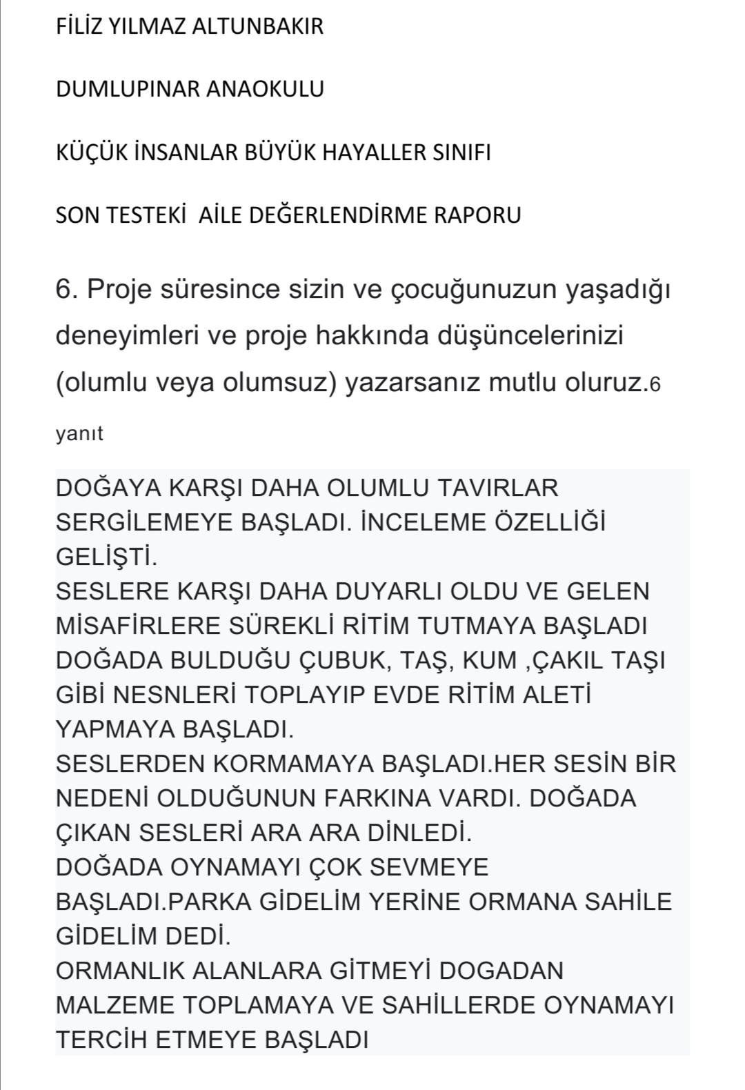 DOĞANIN SESLERİ PROJESİ AİLE DEĞERLENDİRME KİTABI by FİLİZ YILMAZ - Ourboox.com