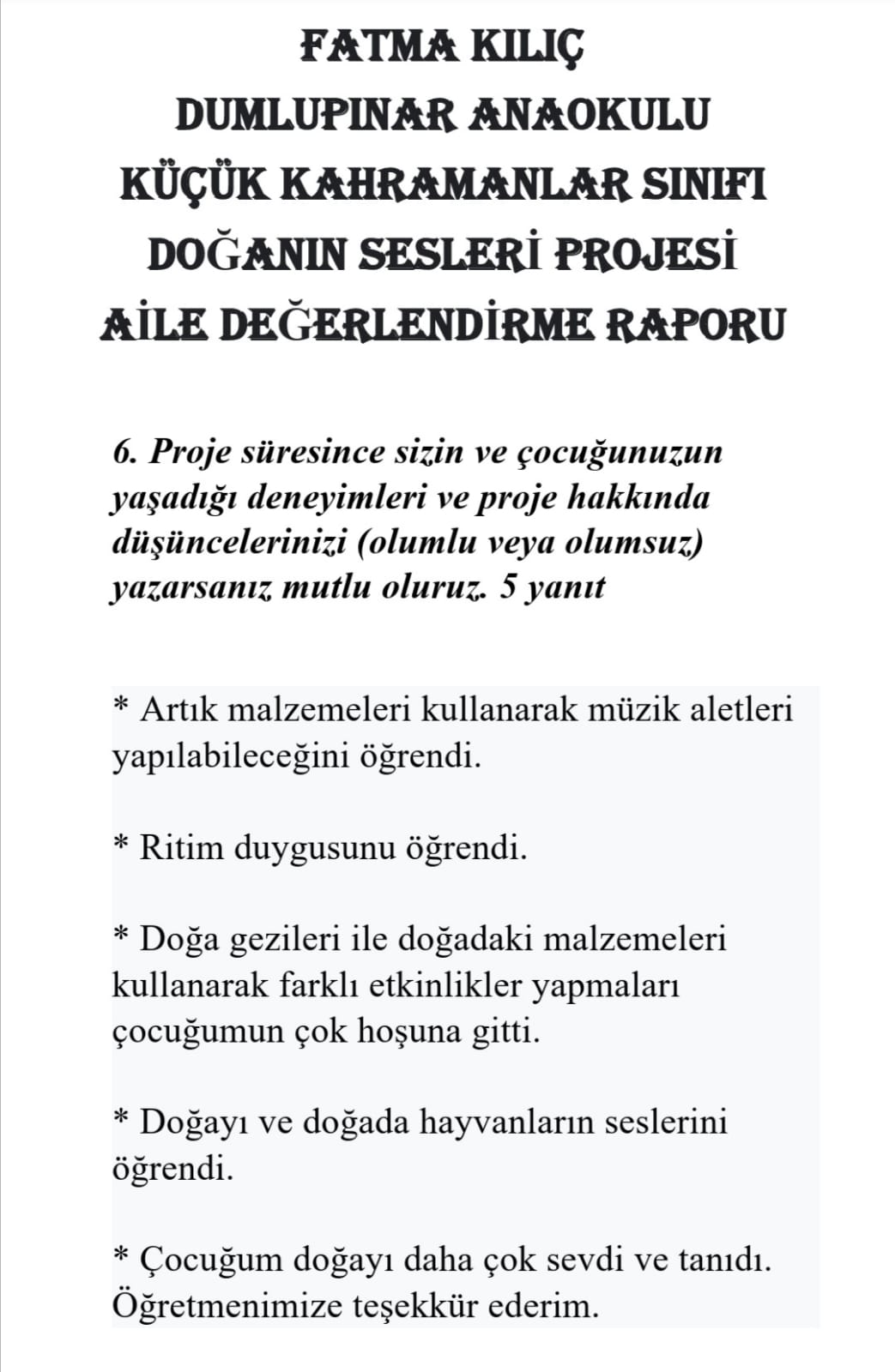 DOĞANIN SESLERİ PROJESİ AİLE DEĞERLENDİRME KİTABI by FİLİZ YILMAZ - Ourboox.com