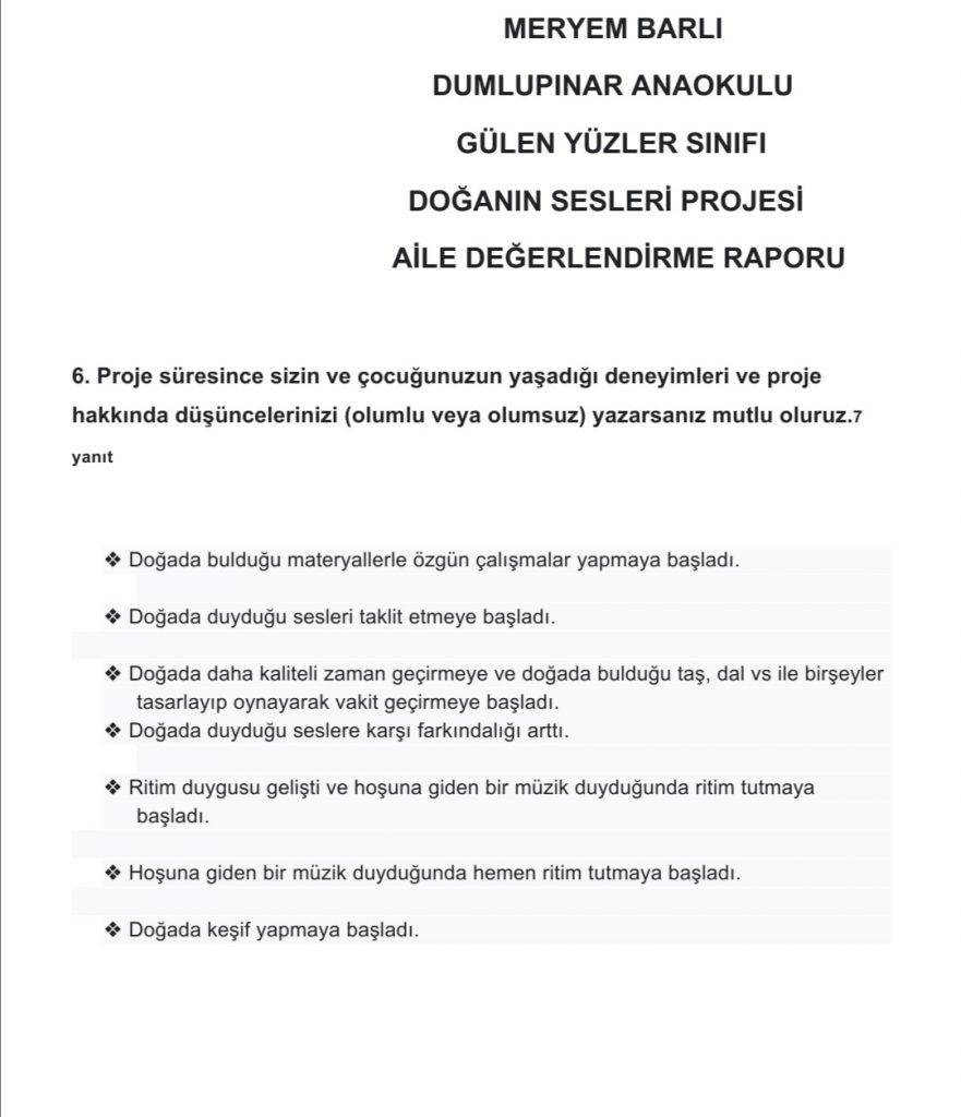 DOĞANIN SESLERİ PROJESİ AİLE DEĞERLENDİRME KİTABI by FİLİZ YILMAZ - Ourboox.com