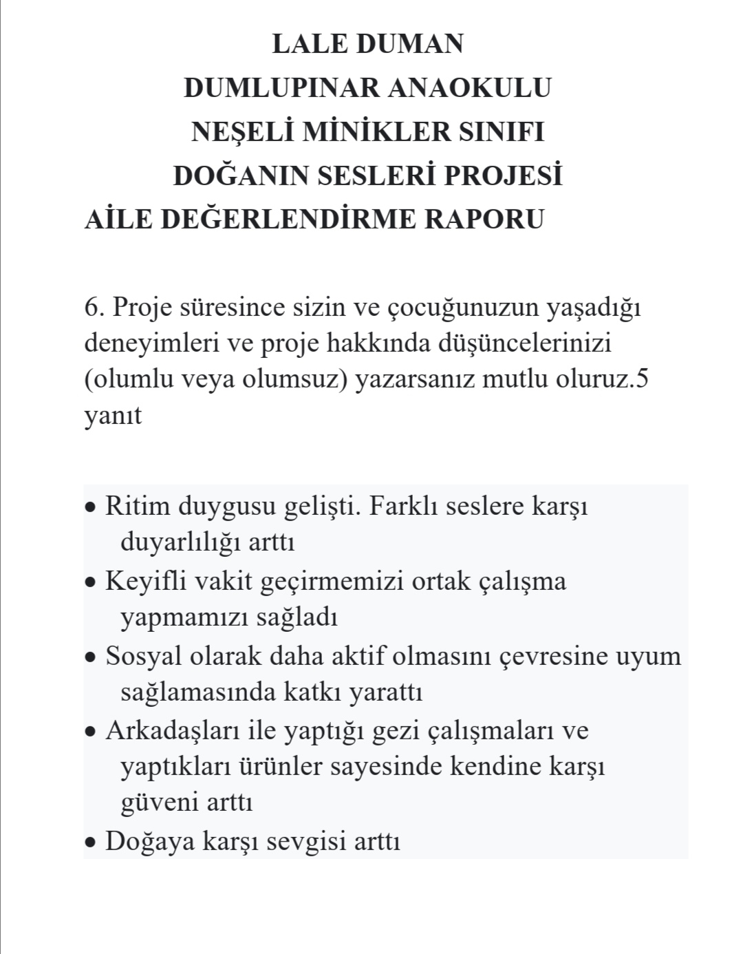 DOĞANIN SESLERİ PROJESİ AİLE DEĞERLENDİRME KİTABI by FİLİZ YILMAZ - Ourboox.com