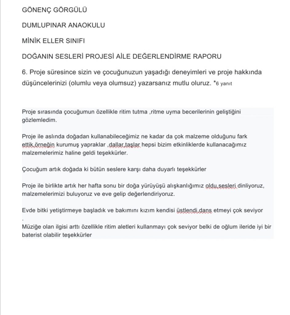 DOĞANIN SESLERİ PROJESİ AİLE DEĞERLENDİRME KİTABI by FİLİZ YILMAZ - Ourboox.com