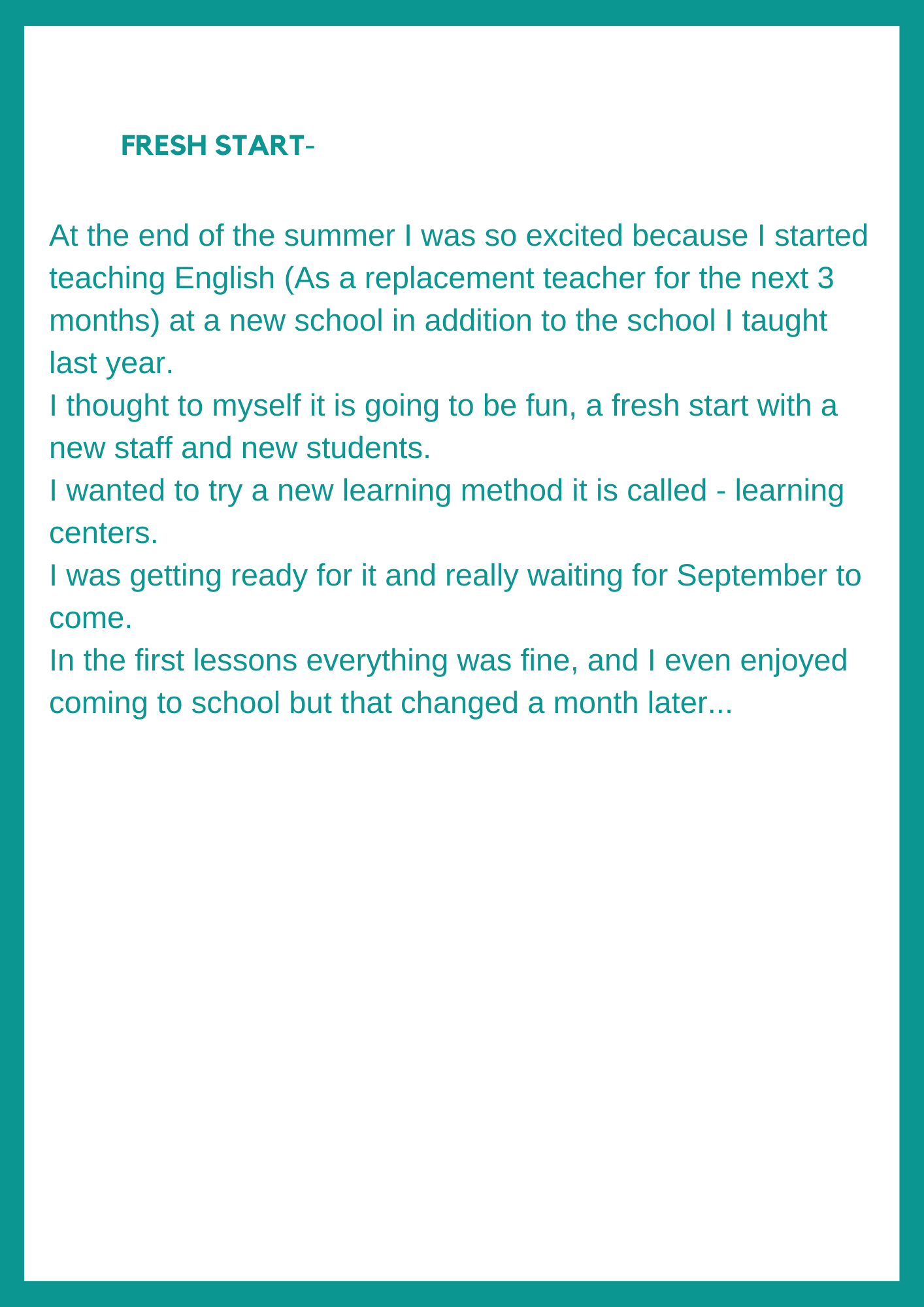 My second year of teaching by Noi Elcharar - Ourboox.com