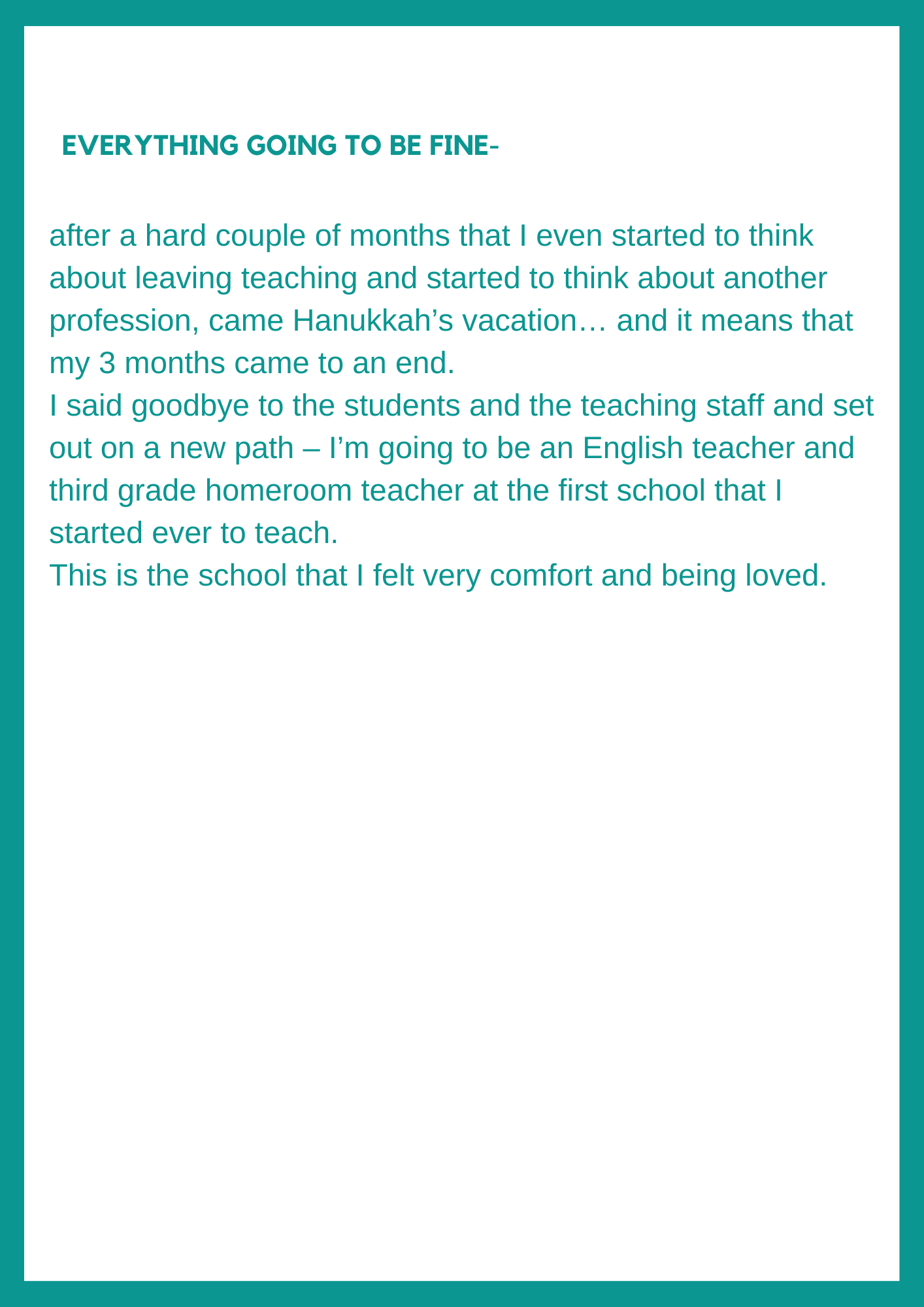 My second year of teaching by Noi Elcharar - Ourboox.com