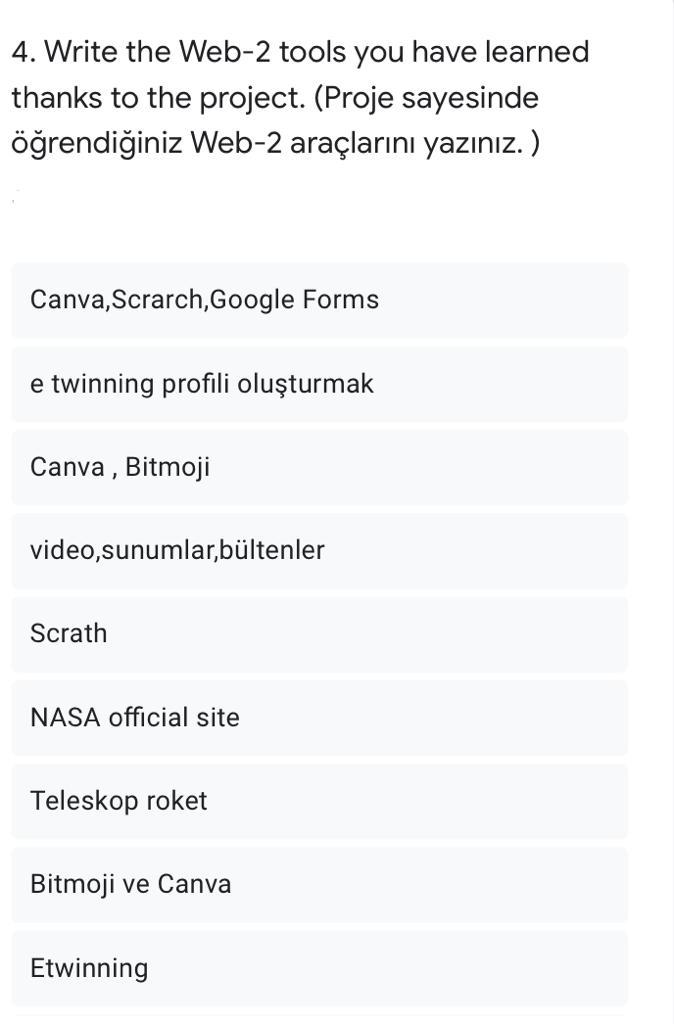 WE EXPLORE SPACE WITH STEM! eTwinning Final Questions by seda kara - Ourboox.com