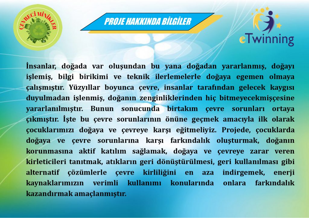 “Çevreci Minikler” eTwinning Projesi Değerlendirme Raporu by Necmiye KARAKULLUKCU - Ourboox.com