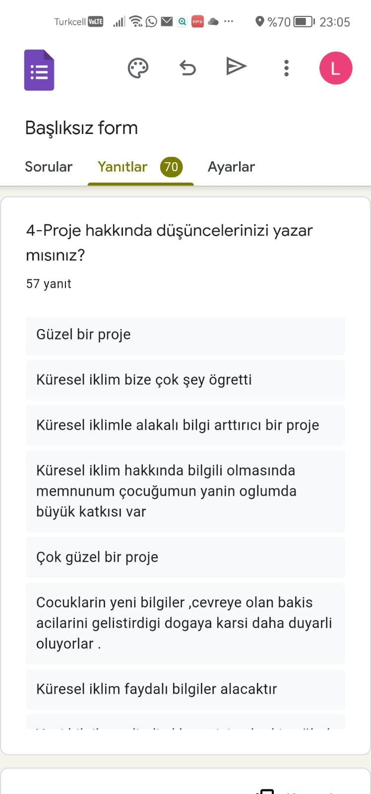 GLOBAL CLIMATE (İKLİM DEĞİŞİKLİĞİ) PROJESİ VELİ SON ANKET ANALİZİ by Leyla Karatosun - Ourboox.com