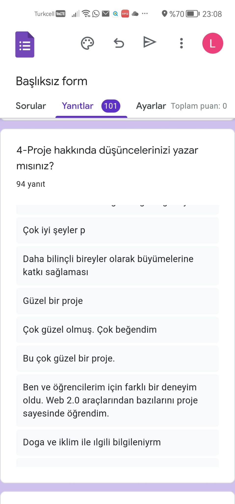 GLOBAL CLİMATE(İKLİM DEĞİŞİKLİĞİ) PROJESİÖĞRENCİ SON ANKETİ ANALİZİ by Leyla Karatosun - Ourboox.com