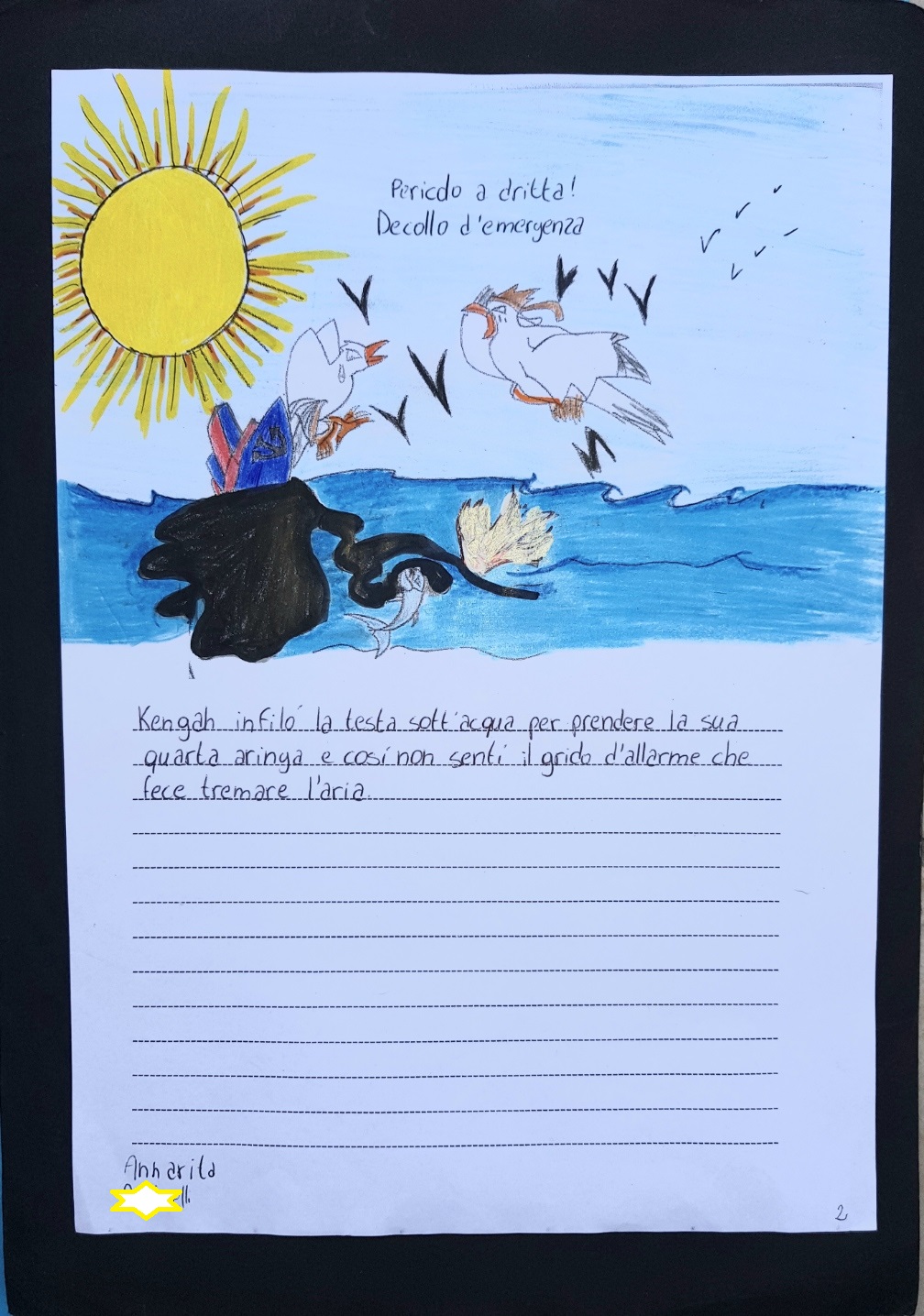Rappresentazione grafica e drammatizzazione del libro “la gabbianella e il gatto che le insegno a volare”, la classe 1C Scuola Secondari di primo grado by Massi - Illustrated by Alunni 1° C - Ourboox.com