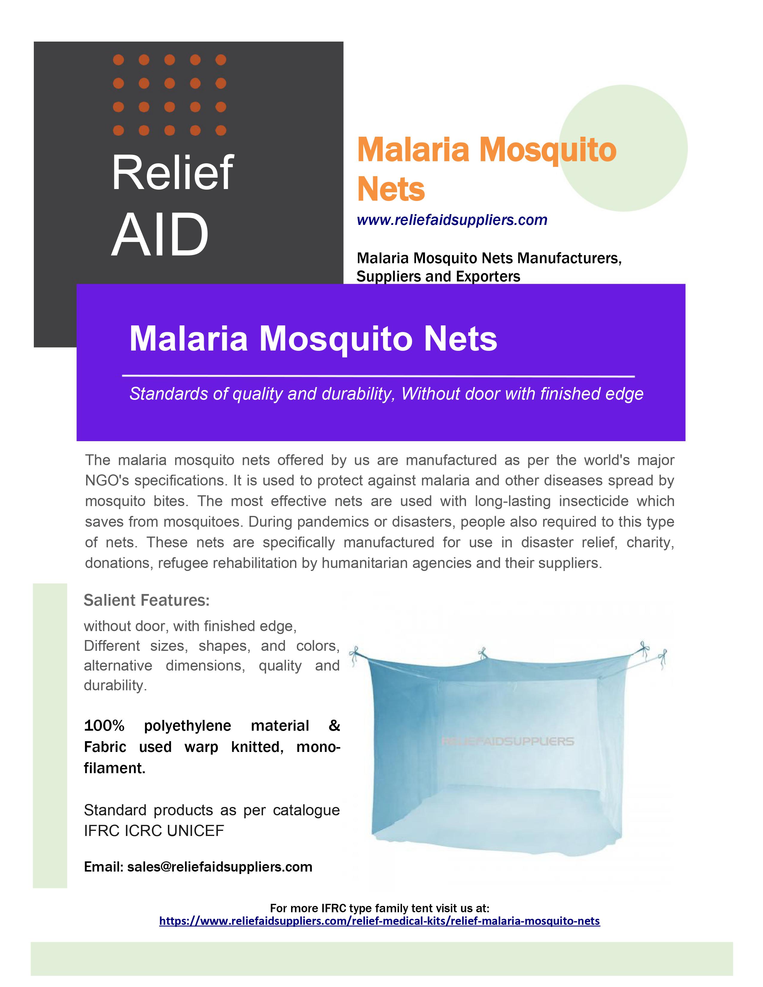 Best Relief Malaria Mosquito Nets Manufacturers by ReliefAidSuppliers - Ourboox.com