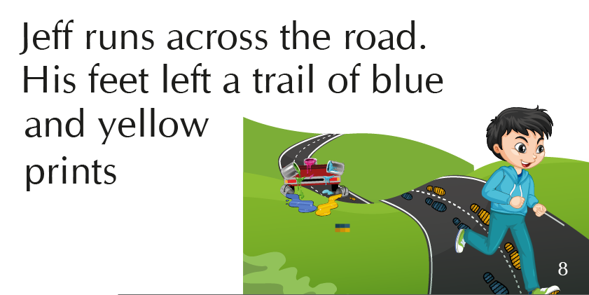 Blue and Yellow prints on the road by zohar - Ourboox.com