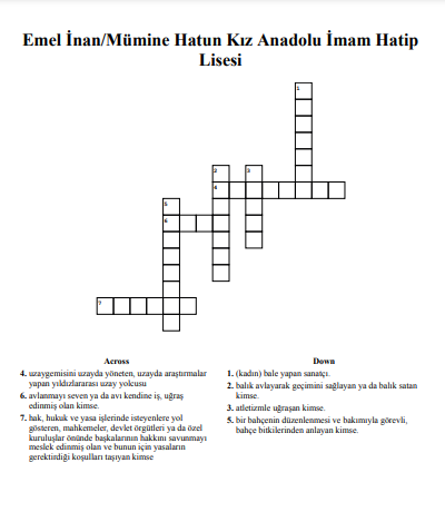 MESLEKLERLE İLGİLİ CROSSWORD BULMACA HAZIRLAMA by Melis SAĞIRLAR - Illustrated by Melis SAĞIRLAR - Ourboox.com