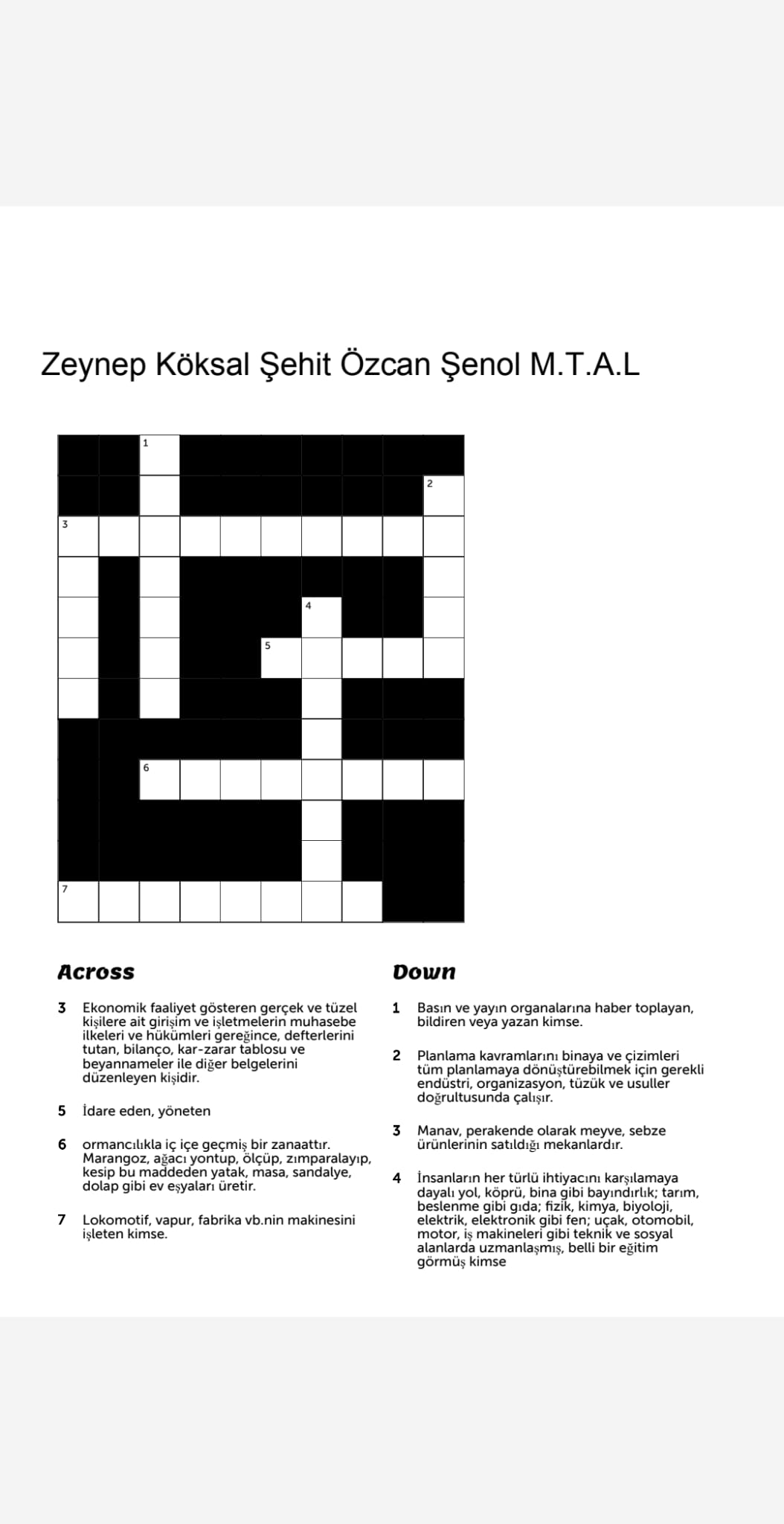 MESLEKLERLE İLGİLİ CROSSWORD BULMACA HAZIRLAMA by Melis SAĞIRLAR - Illustrated by Melis SAĞIRLAR - Ourboox.com