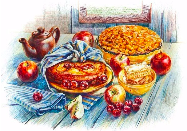 Русская кухня by Lee Ao - Illustrated by Ру́сская ку́хня — традиционная кухня русского народа. Природные особенности мест проживания — обширные леса и долгие зимы — обусловили многие характерные особенности традиционной русской кухни: разнообразие горячих супов и каш, квашений, мочений и солений, грибных блюд и дичи на русском столе. - Ourboox.com