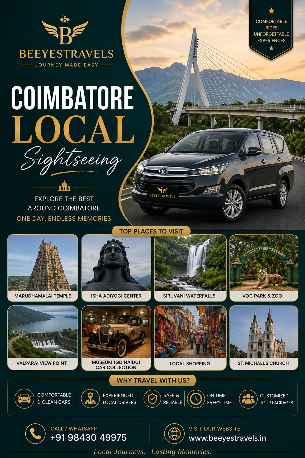 🚖 Bee Yes Travels | Trusted Taxi Service in Coimbatore | Airport Transfers | Ooty Tours | Temple Trips | Tempo Traveller | Book Your Ride Today!