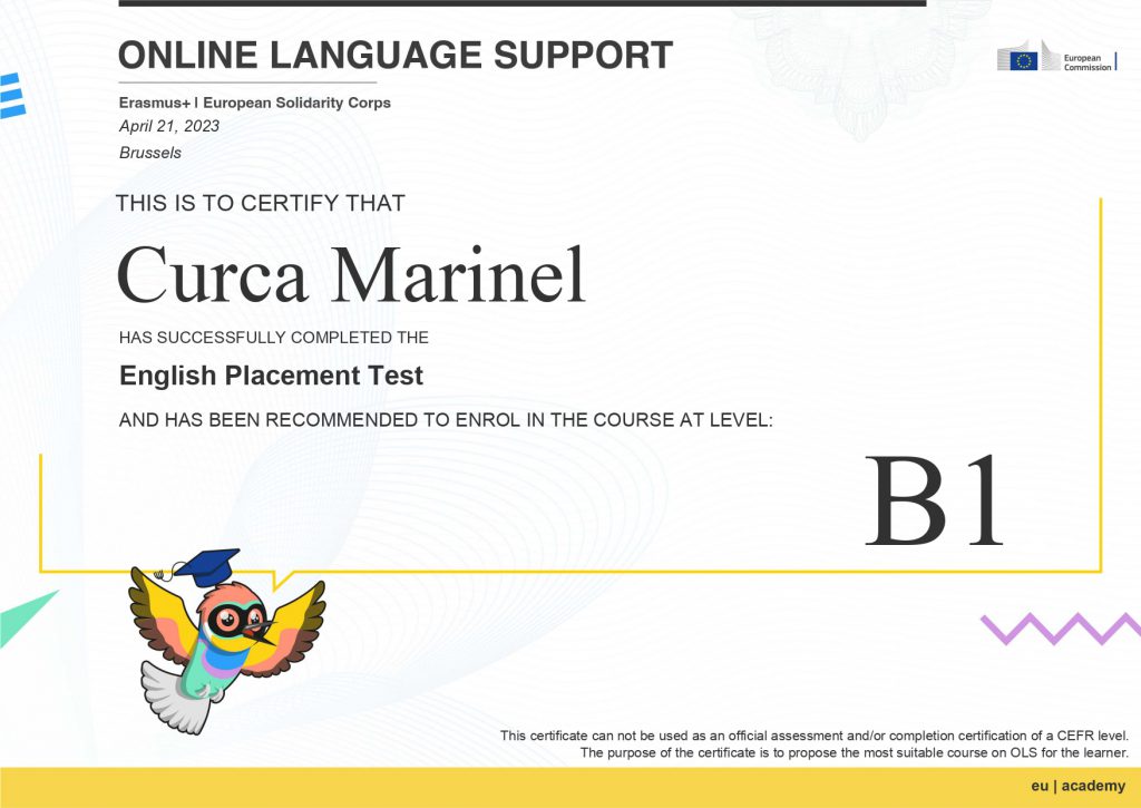 English plasement test Certificate OLS by CSO - Illustrated by clasa a XII-a F - Ourboox.com