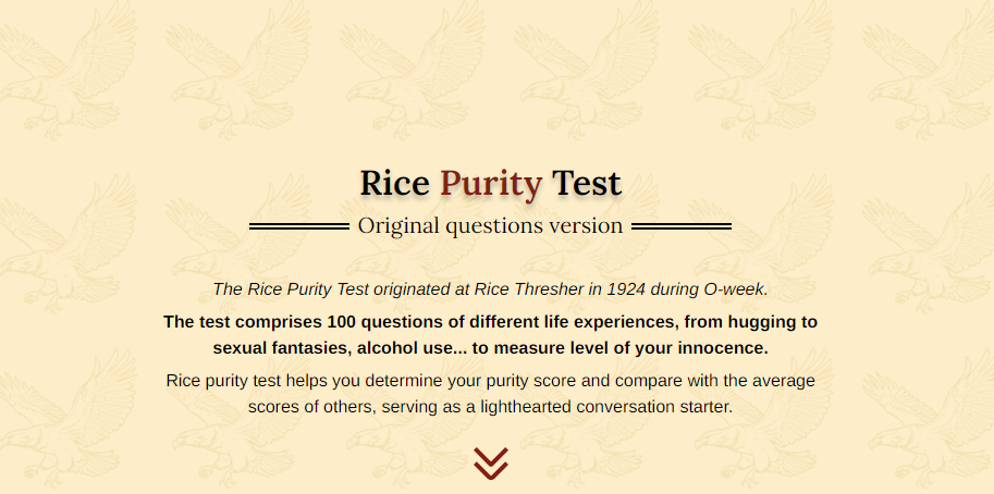 Rice Purity Test: Official Version