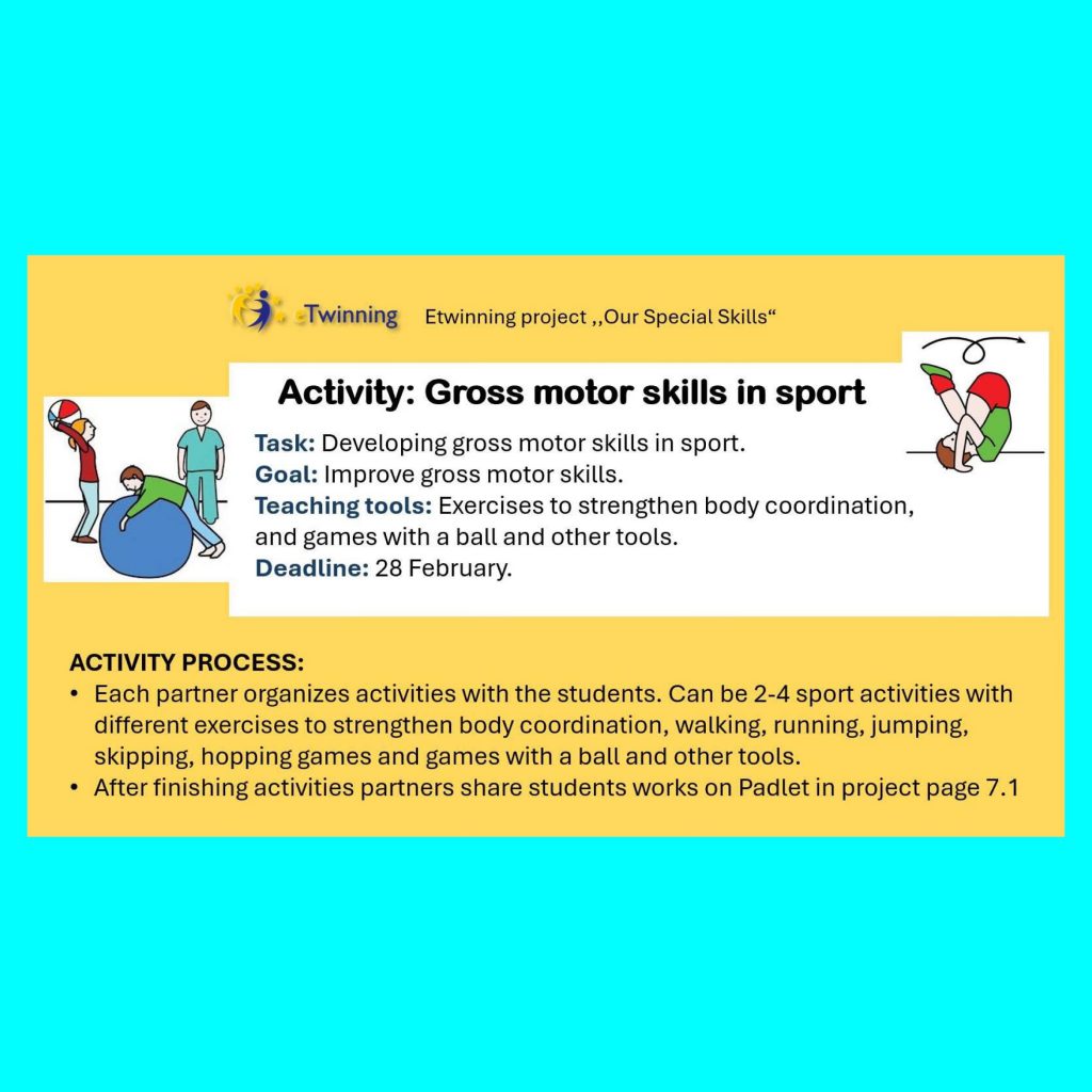 eTwinning project “Our Special skills”. Activity: Groos Motor Skills in sports by Iraida - Illustrated by Iraida Čerenkova - Ourboox.com