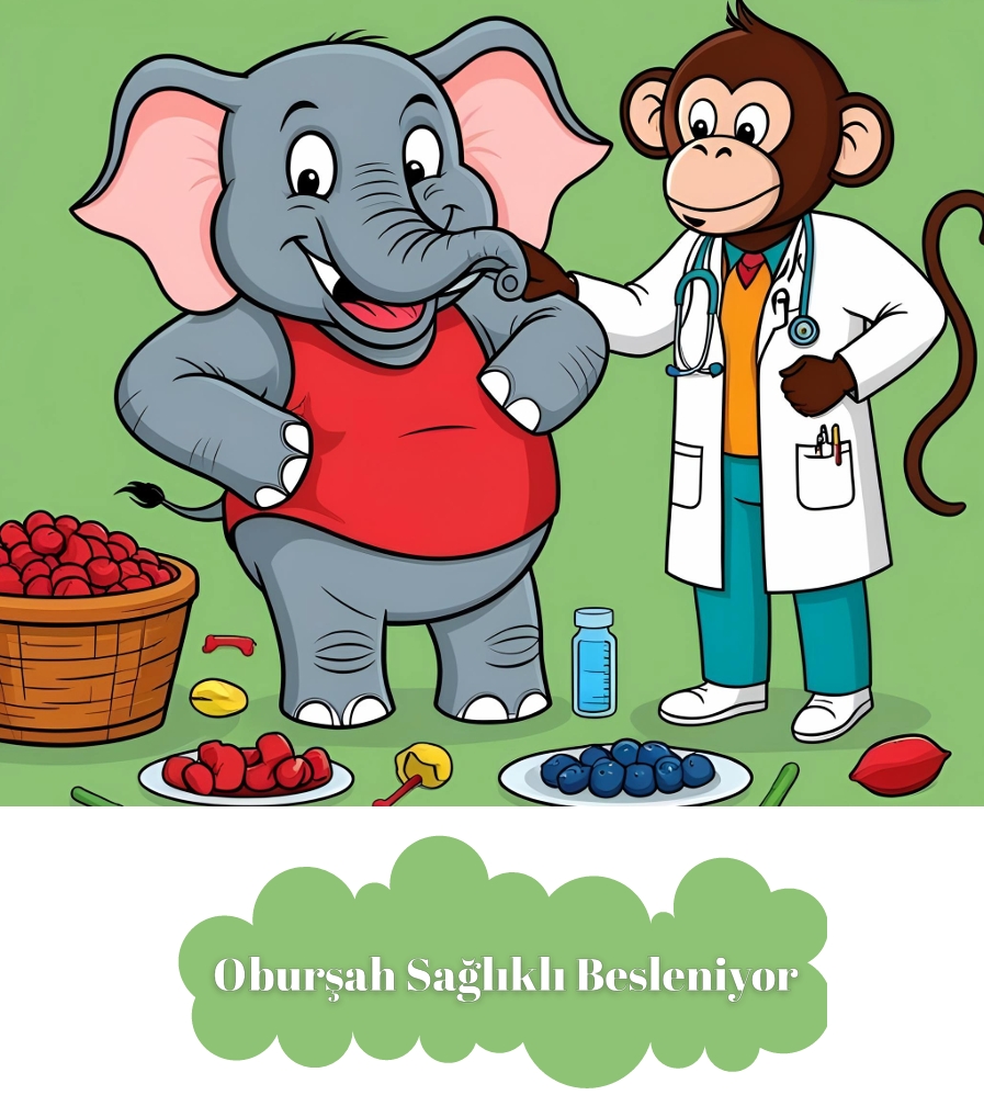 Oburşah Sağlıklı Besleniyor by yaşam hayat Şen - Illustrated by Obeziteyle Mücadele ve Doğru Beslenme Proje Ekibi - Ourboox.com